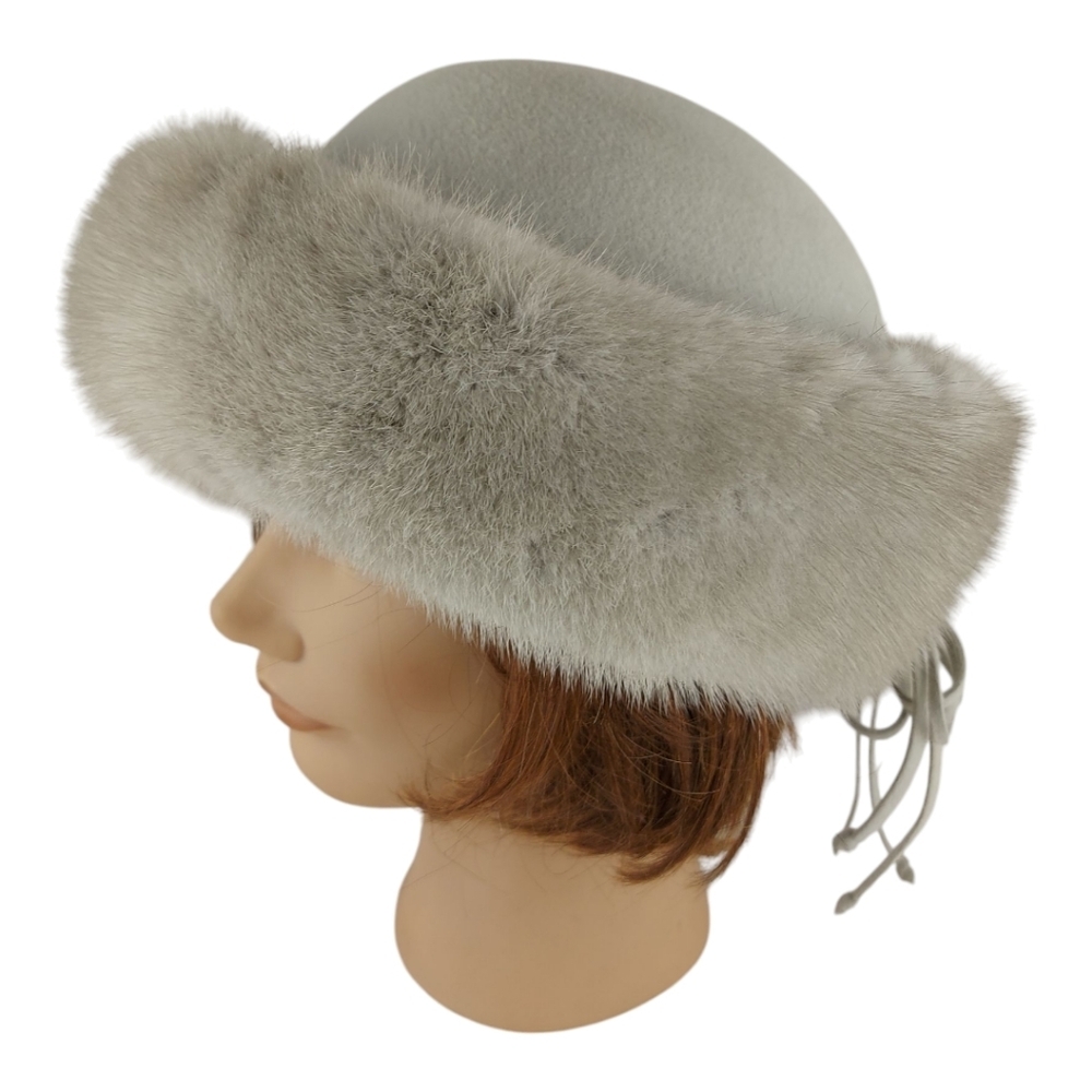 Vintage Mink Fur And Felt Gray Hat Made In Canada